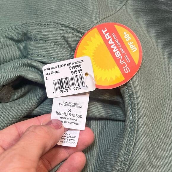 L.L. Bean Wide Brim Bucket Hat Green Summer Hat Size Small - Picture 6 of 7